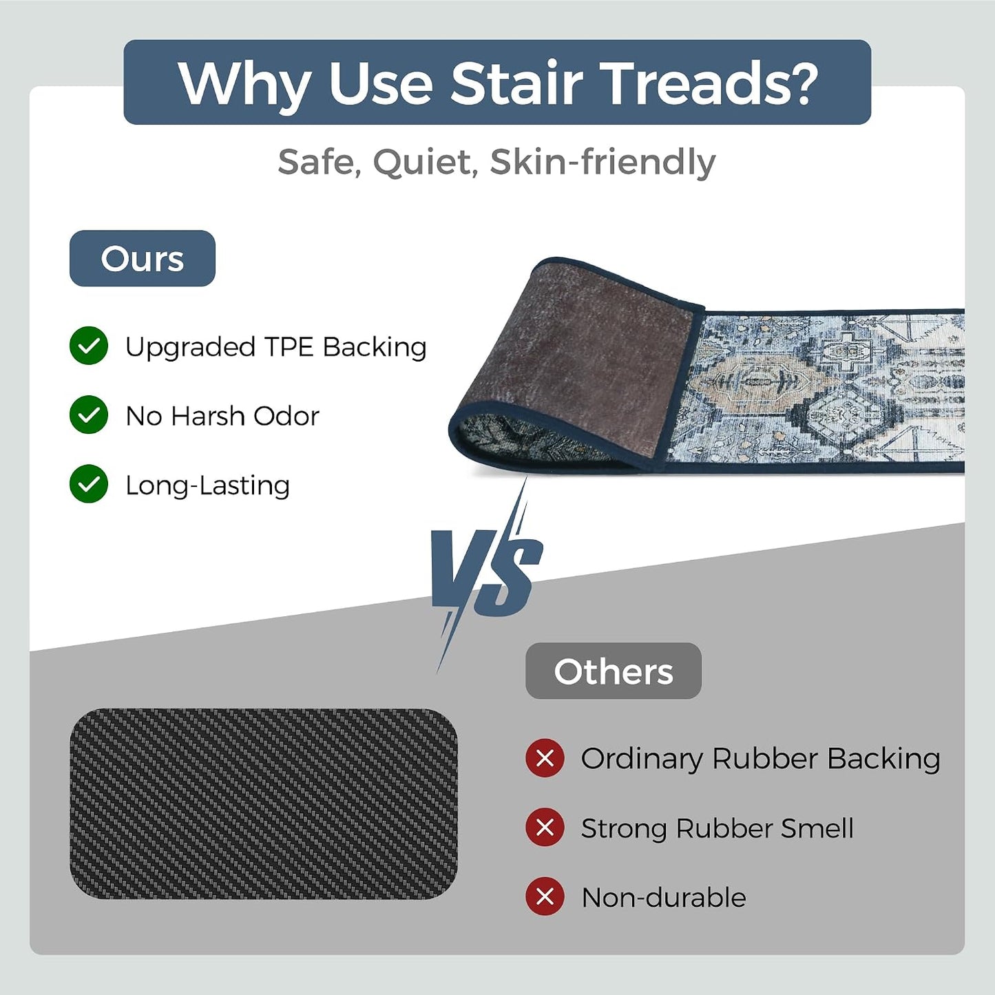 sarben Non Slip Stair Treads for Wooden Steps 15PCS - 8"x30" Indoor Safety Carpet, Edging Mats with TPE Adhesive Backing, Pet and Elderly Friendly Stair Rugs (Taupe) - Colors B