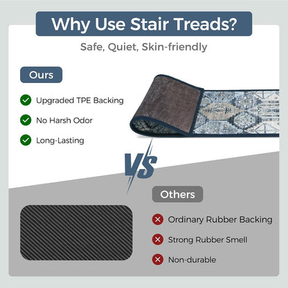 sarben Non Slip Stair Treads for Wooden Steps 15PCS - 8"x30" Indoor Safety Carpet, Edging Mats with TPE Adhesive Backing, Pet and Elderly Friendly Stair Rugs (Taupe) - Colors B