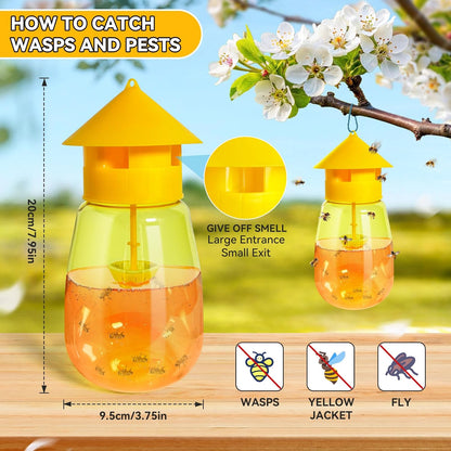 2 Packs Wasp Trap – Extra Large Yellow Jacket Trap Reusable Outdoor Hanging Ground Bee Wasps Killer Traps for Outside Garden, Patio, Backyard, Camping
