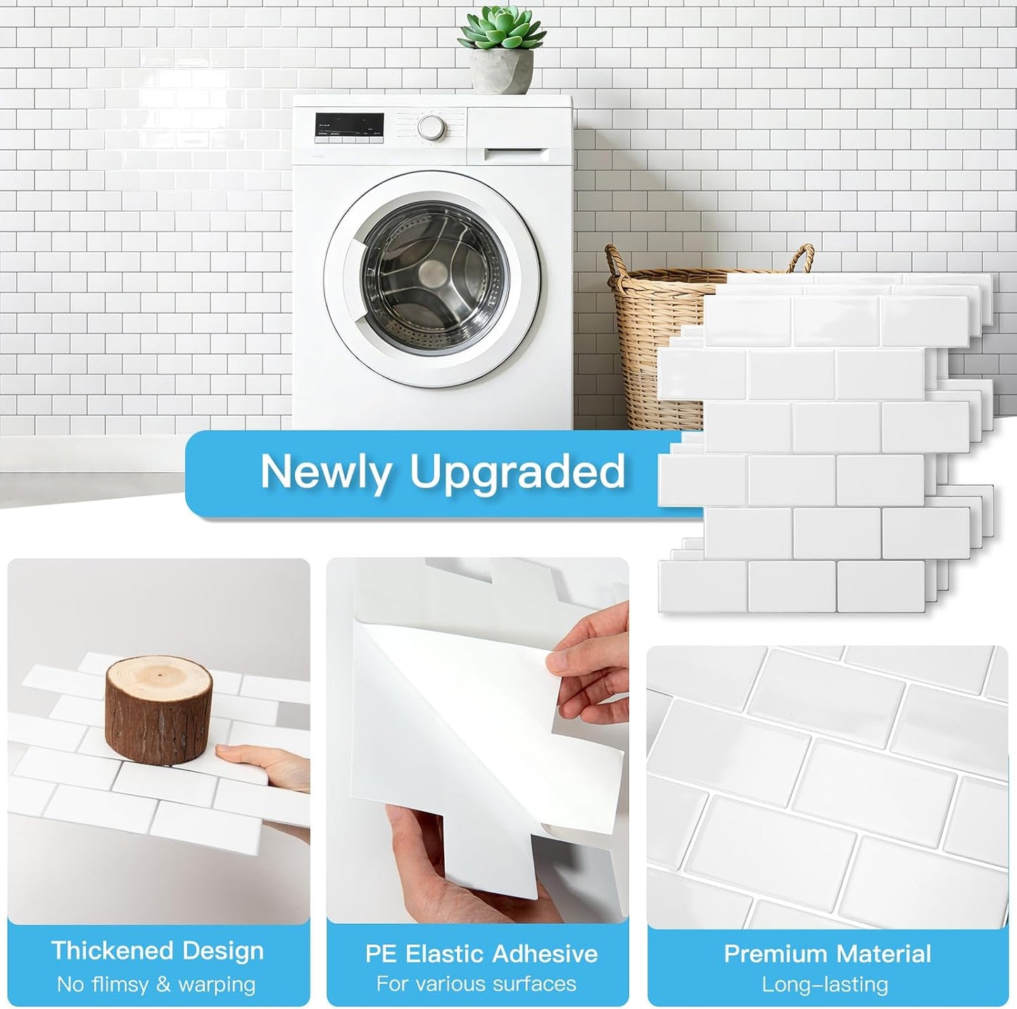 Art3d Peel and Stick Backsplash for Kitchen White Subway (10 Tiles, Thicker Design)
