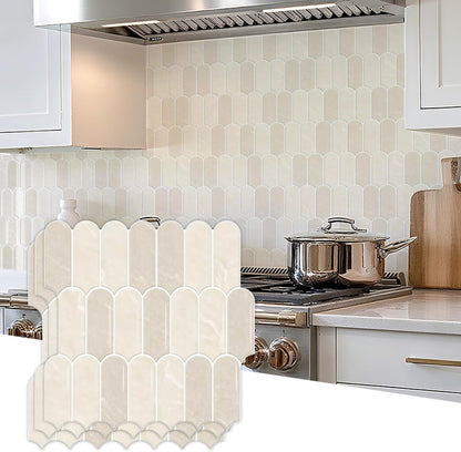 Peel and Stick Backsplash for Kitchen 12 x 12 in, Beige, 10PCS | Self Adhesive, Waterproof, Vinyl, Renter Friendly, 3D Wall Tiles for Bathroom, Shower, Laundry Room