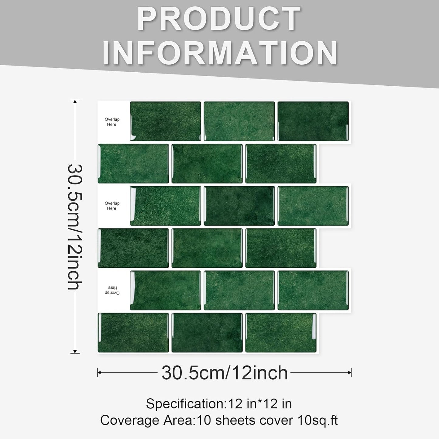 10 Sheets Peel and Stick Backsplash Tiles, Marble Look Wall Tiles for Kitchen and Bathroom, Livingroom, 12"x12", White, Waterproof Vinyl