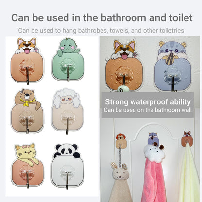 Heavy Duty Adhesive Wall Hooks for Hanging, 20 Pack Self Sticky Hook 30lb(Max), Waterproof Oilproof Stainless Steel Utility Hooks for Bathroom Shower Kitchen Wardrobe Outdoor Keys Coats, Cartoon