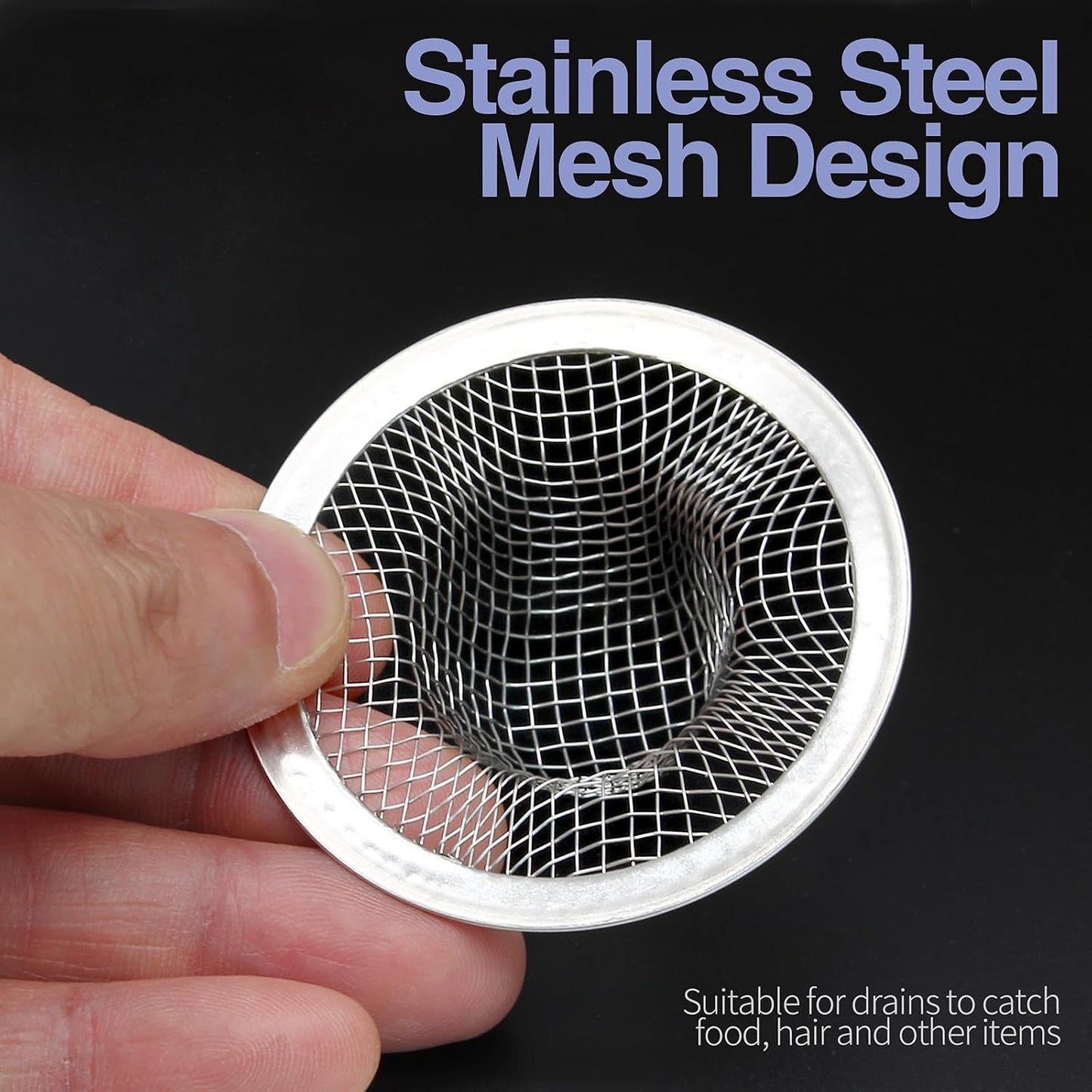 Piutouyar 2 Pack Stainless Steel Kitchen Sink Strainer, 3.5 Inch Diameter Mesh Basket Large Round Filter Kitchen Drain Strainer Food Catcher for Bathroom Bathtub Wash Basin Garbage