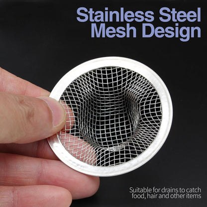 Piutouyar 2 Pack Stainless Steel Kitchen Sink Strainer, 3.5 Inch Diameter Mesh Basket Large Round Filter Kitchen Drain Strainer Food Catcher for Bathroom Bathtub Wash Basin Garbage