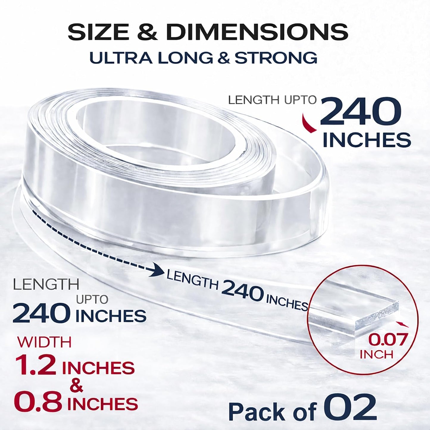 DAMASA Double Sided Tape Heavy Duty – 1.18" x 9.85 Ft Nano Gel Mounting Tape, Removable & Reusable, No Residue, for Walls, Glass, Tile, Picture Frames, Carpet & LED Strips (Crystal Clear)