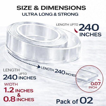DAMASA Double Sided Tape Heavy Duty – 1.18" x 9.85 Ft Nano Gel Mounting Tape, Removable & Reusable, No Residue, for Walls, Glass, Tile, Picture Frames, Carpet & LED Strips (Crystal Clear)