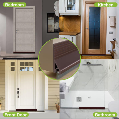2 PCS Door Draft Stopper for Bottom with Brush, Self Adhesive Door Sweep for Exterior/Interior Doors, Bottom Seal Strip for Protection Against Bug, Dust, 2" W x 39" L, White