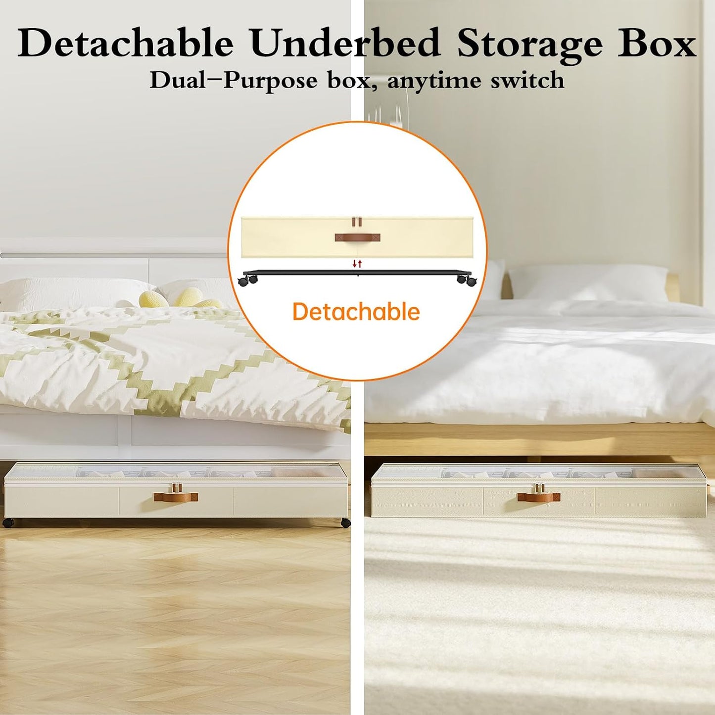 Yecaye Under Bed Storage with Wheels, 2 Pack Under Bed Storage Containers with Adjustable Dividers & Clear Lid, Rolling Underbed Organizer Bins Drawer for Clothes, Shoes, Blankets(30.3 x 16 x 6.7in)