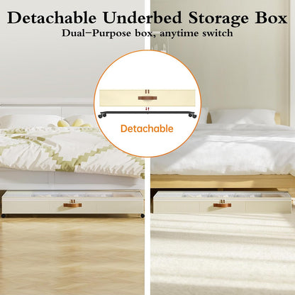 Yecaye Under Bed Storage with Wheels, 2 Pack Under Bed Storage Containers with Adjustable Dividers & Clear Lid, Rolling Underbed Organizer Bins Drawer for Clothes, Shoes, Blankets(30.3 x 16 x 6.7in)