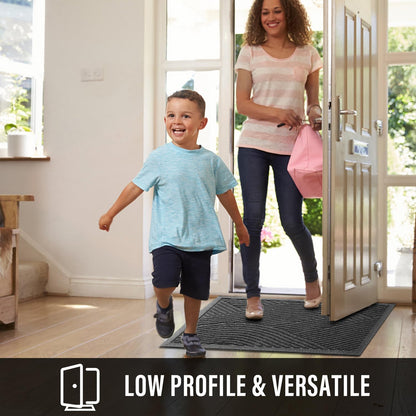 HIYARD Sturdy Front Door Mat, Absorbent Muddy Dirt Resist Welcome Door Mats Outdoor Indoor, Stain and Fade Resistant, Non-Slip Backing Entry Mat Low Profile Doormat for Entryway, 29×17, Beige