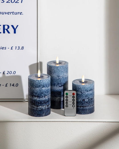 Stmarry White Flameless Candles with Remote and Timer, Real Wax Made LED Pillar Candles Battery Operated with 3D Flickering Flame - 3" x 4",5",6" - Set of 3