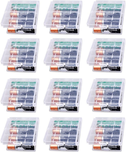 KEEPOW 12 Pcs AA/AAA Battery Storage Case Holder Box, Clear Color