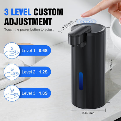 Fantictas Automatic Foaming Soap Dispenser Touchless, Stainless Steel 11.5 oz 3 Levels Adjustable Hand Soap Dispenser with Rechargeable Sensor Pump for Kitchen & Bathroom Liquid Soap