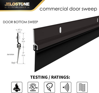 2 Pack - 48'' Commercial Door Bottom Sweep (White Powder Coated), Heavy Duty Aluminum, Fire Rated, Vinyl Insert, JS-NV307, Ideal for Residential & Commercial Use