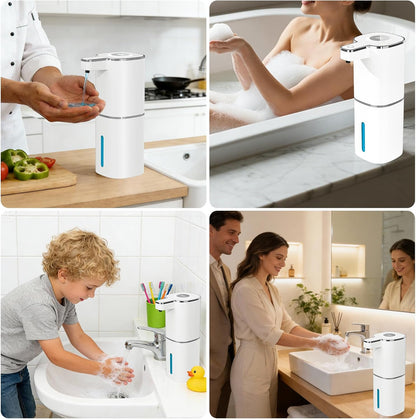 Automatic Foaming Soap Dispenser, Touchless Rechargeable Hand Soap Dispenser, 4 Adjustable Levels, 1200mAh Battery, Large Display, for Kitchen & Bathroom (Black, Foaming)