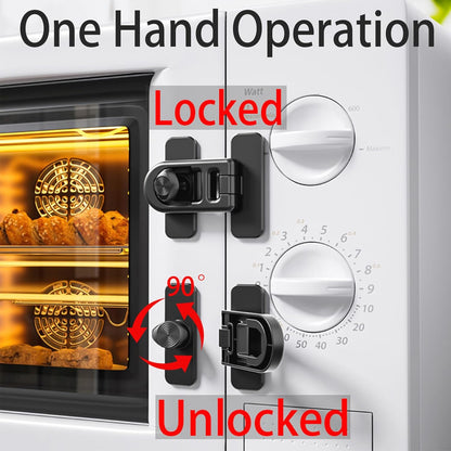 Fridge Lock for RV Camper Refrigerator, 180° Swivel 90 Degree Adhesive Childproof Latch No Drill, Baby Proofing Cabinet Freezer Oven Lock for Toddler Cat Dog, Safety Renter Friendly 2-Pack