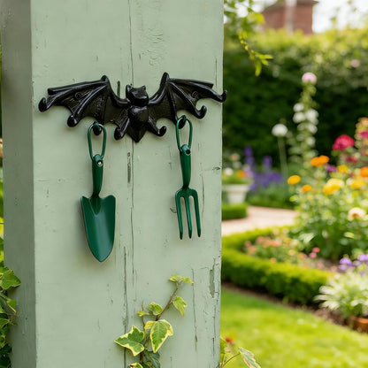 Coat Hooks Wall Mounted, Rustic Bat Key Hook Holder, Heavy Duty Decorative Black Wall Hooks for Mudroom, Towels, Hat Rack, Purse Hooks, Cast Iron Decorative ‎Antique Black Hooks