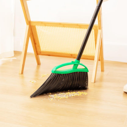 2 Pack Heavy Duty Brooms, 55" Long Handle Angle Broom Set | Indoor Outdoor, Household Commercial Floor Cleaning, for Sweeping Home, Kitchen, Deck, Garage, Patio - Green
