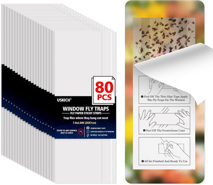 Fly Traps for Indoors Outdoor, Fly Paper Strips Sticky Hanging, Fruit Fly Strips,Fly Tape Catcher Ribbon, Fruit Fly Gnat Trap Killer Fly Traps for Inside Home(35 Pack)