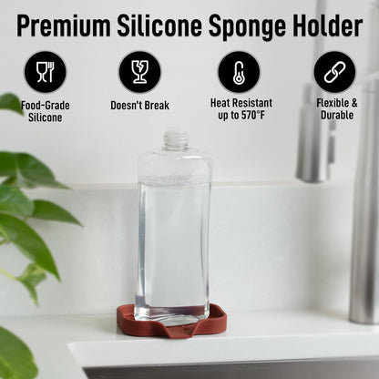 Zulay Kitchen (9x3.5in) Sponge Holder for Kitchen Sink - Flexible Heavy-Duty Multipurpose Sink Caddy - Counter Organizer for Kitchen, Bathroom, Makeup, Trinkets & More! (Grey)