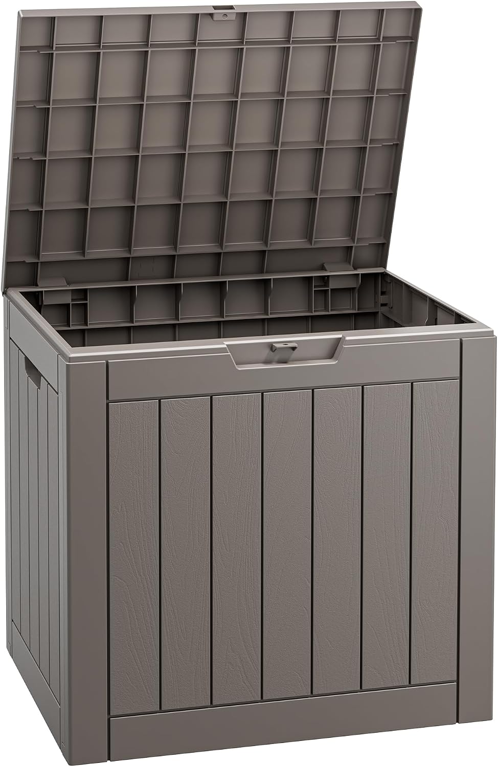 Fancyango 75 Gallon Outdoor Deck Box Waterproof, Large Storage Box for Patio, Resin Storage Bench Lockable for Garden Tools, Package Delivery, Black