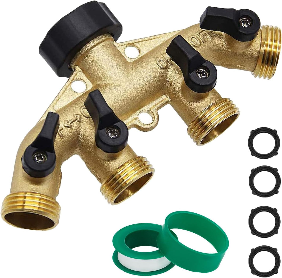CUMIZON Solid Brass Garden Hose Splitter, 2 Way | Long Handle, 3/4" Standard Threads, Leak-Proof Dual Outlet, Heavy Duty Y Splitter, For Sprinklers and Irrigation Systems