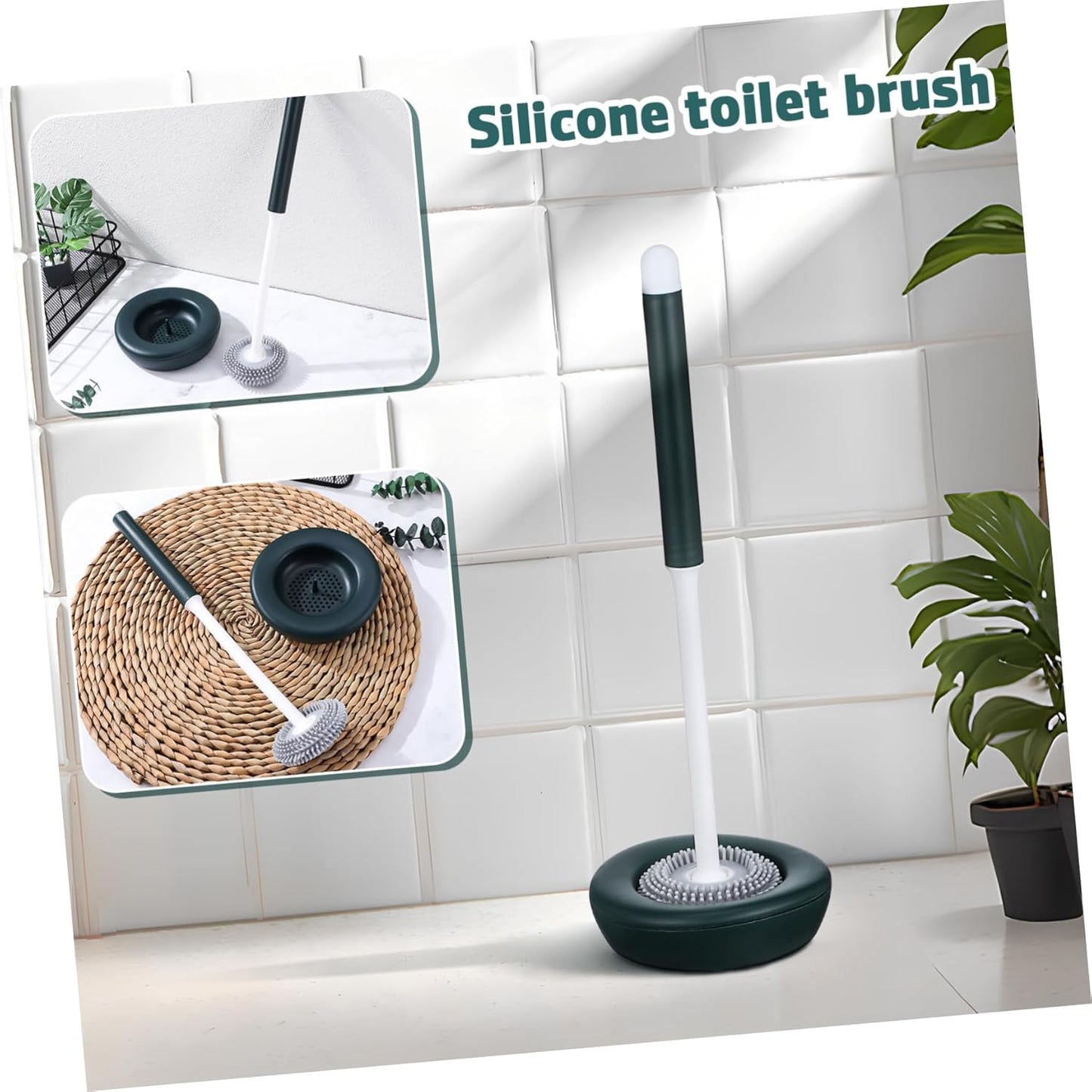 1Set Silicone Toilet Brush with Holder Toilet Scrubber for Effortless Cleaning Quick Drying Design Flexible Bristles for Toilet Maintenance