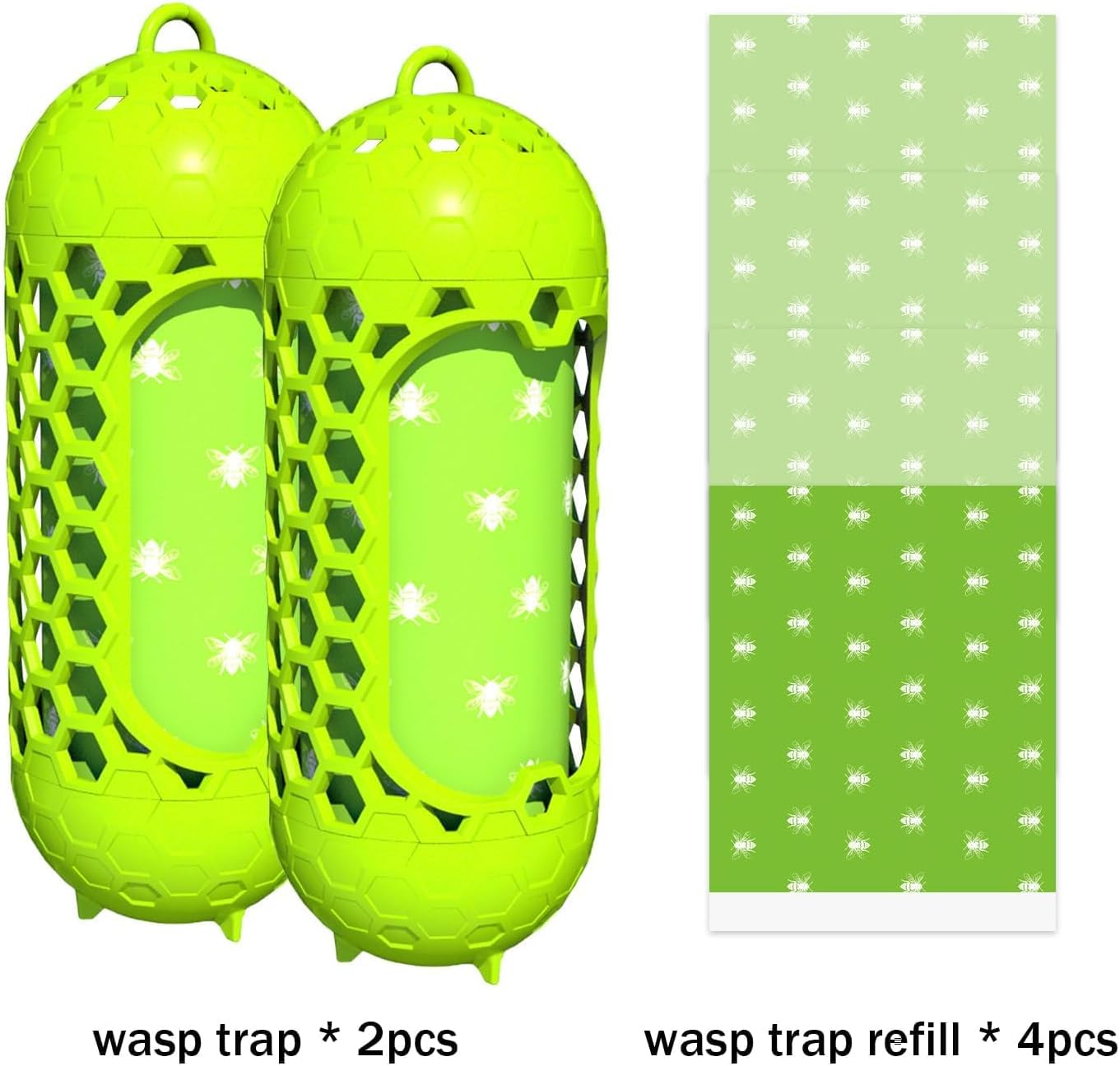 Wasp Traps for Outdoor Hanging,Reusable Sticky Trap for Flying Insects, Wood Bee Killer for Garden Patio Camping Picnic (2 Pack)