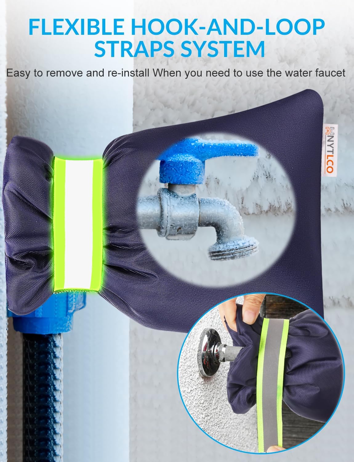 2Pack Outdoor Faucet Covers for Winter,8.3" H x 6.7" W Hose Bib Covers for Winter Freeze Protection, Outside Spigot Cover Insulated Waterproof Water Pipe Protector (Black-2Pack)