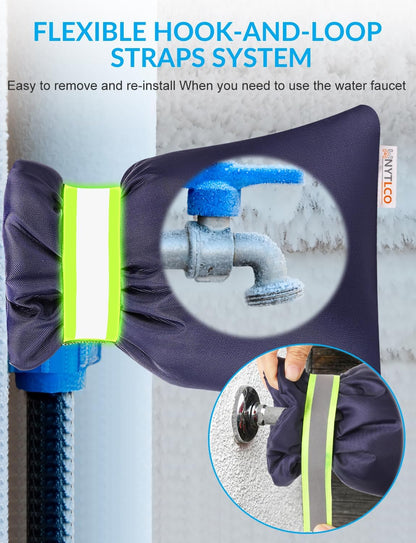 2Pack Outdoor Faucet Covers for Winter,8.3" H x 6.7" W Hose Bib Covers for Winter Freeze Protection, Outside Spigot Cover Insulated Waterproof Water Pipe Protector (Black-2Pack)