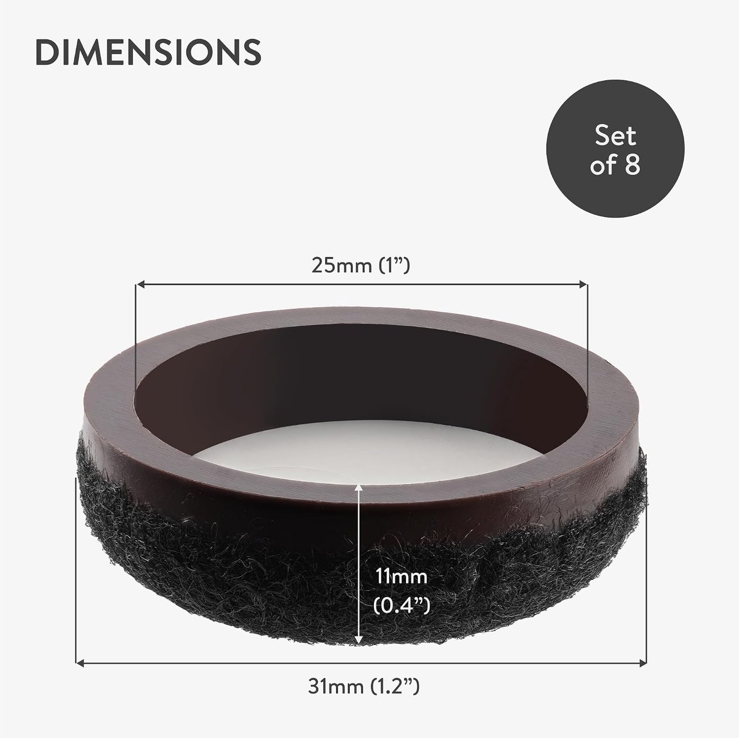 Aneaseit Felt Furniture Pads - Round Chair & Table Leg Protection for Hardwood Floors - Heavy Duty Floor Protectors - Pad Sliders for Chair Legs - 1 inch (25mm) 8 Pack - Black