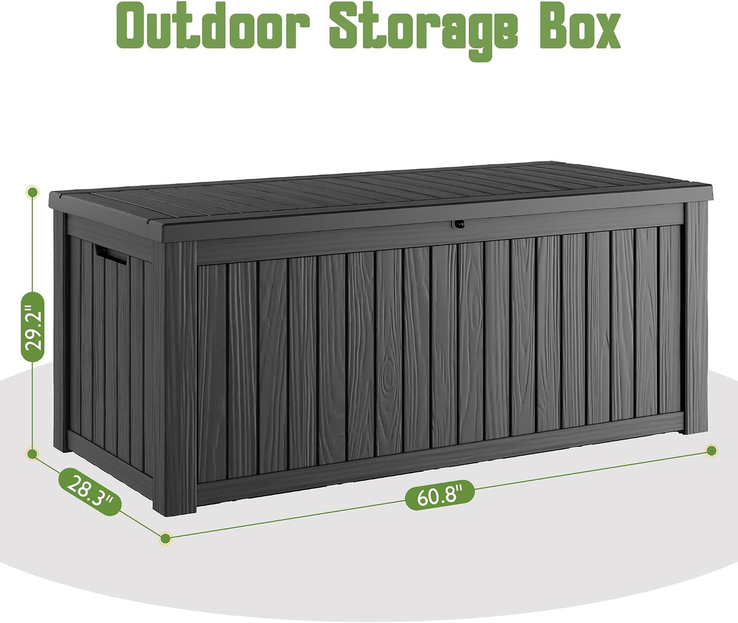 KAMABOKO 31 Gallon Outdoor Storage Box, Resin Deck Boxes Indoor and outdoor, Waterproof Storage Box Lockable Lid for Garden Tools, Package Delivery, Pool Supplies, Patio Cushions, Black