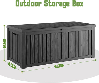 KAMABOKO 31 Gallon Outdoor Storage Box, Resin Deck Boxes Indoor and outdoor, Waterproof Storage Box Lockable Lid for Garden Tools, Package Delivery, Pool Supplies, Patio Cushions, Black