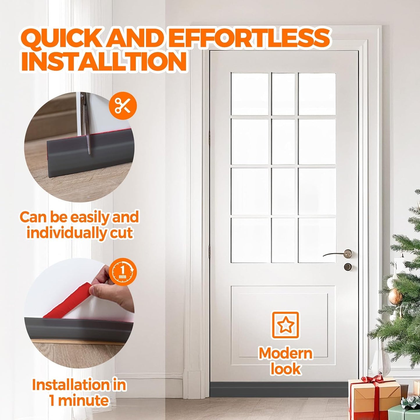Holikme Door Draft Stopper Under Door Draft Blocker Insulator Doors Sweep Weather Stripping Noise Stopper Sheets, Rolls & Strips Strong Adhesive, White