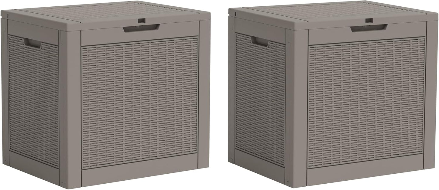 Outdoor Storage Box, 31 Gallon Resin Deck Boxes Outdoor Waterproof For Patio Furniture, Garden Tools, Pool Supplies, Lockable And UV Resistant (Rattan Gray)