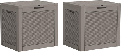Outdoor Storage Box, 31 Gallon Resin Deck Boxes Outdoor Waterproof For Patio Furniture, Garden Tools, Pool Supplies, Lockable And UV Resistant (Rattan Gray)