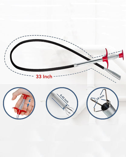 Drain Snake,79 inch Flexible Grabber Claw Pick Up Reacher Tool,Drain Clog Remover - Gutter Cleaning Tools for Home Sink, Bathroom Tub,Drain, Toilet, Tight Spaces