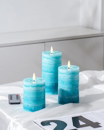Stmarry White Flameless Candles with Remote and Timer, Real Wax Made LED Pillar Candles Battery Operated with 3D Flickering Flame - 3" x 4",5",6" - Set of 3