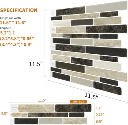 WOWSTAR 10-Sheet Peel and Stick Backsplash Tile for Kitchen Wall, Back Splash Stick On Tiles for Kitchen (12"x 12", Gray)