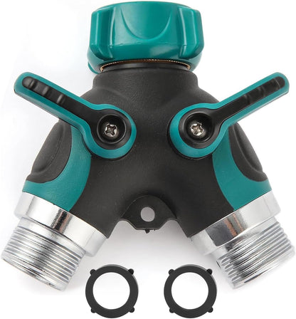 Hose Splitter 2 Way Heavy Duty Y Valve, Spigot Splitter for Garden Hose, Water Hose Y Splitter with 2 Extra Rubber Washers
