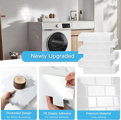 Art3d Peel and Stick Backsplash for Kitchen White Subway (10 Tiles, Thicker Design)