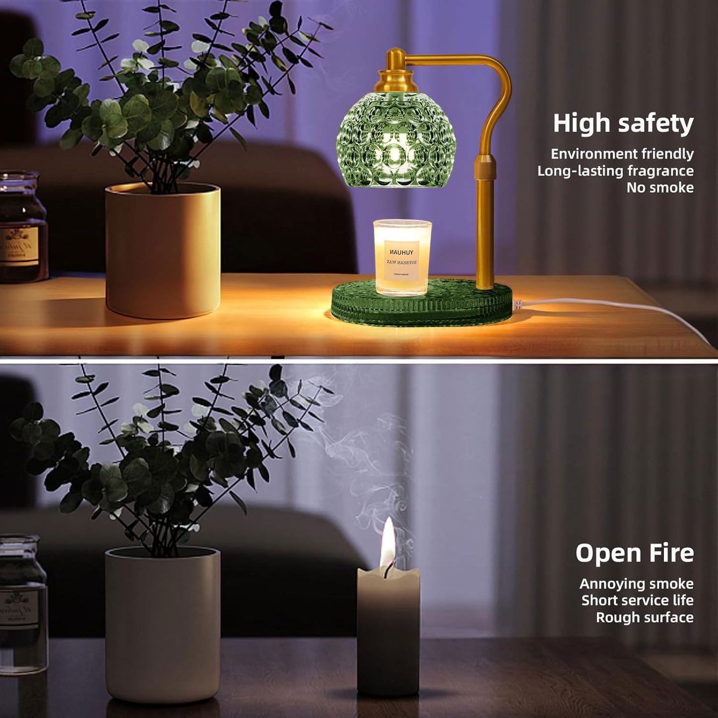 Candle Warmer Lamp with Timer & Dimmer, Glass Lamp Candle Warmer for Jar Candles, UPGRATED with 3 Bulbs, Height Adjustable Electric Wax Warmer for Elegant Home Decor (Crystal Clear)