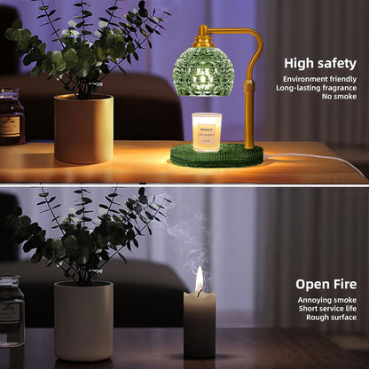 Candle Warmer Lamp with Timer & Dimmer, Glass Lamp Candle Warmer for Jar Candles, UPGRATED with 3 Bulbs, Height Adjustable Electric Wax Warmer for Elegant Home Decor (Crystal Clear)