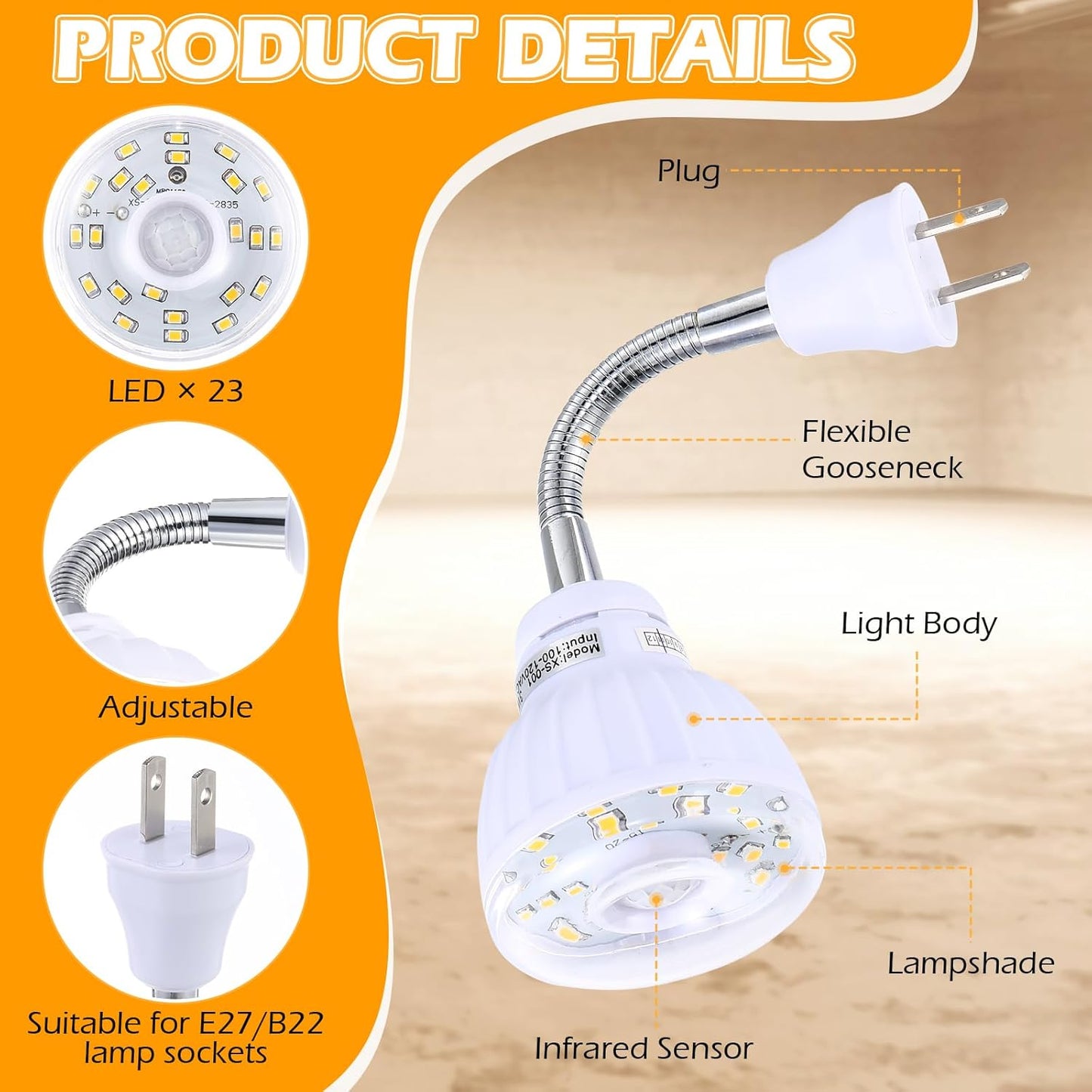 Yahenda 3 Pack Motion Activated LED Night Light Plug in Smart Dusk Dawn Sensor Light PIR Infrared Sensor Motion Detector Lamp Flexible Rotating for Hallway Stairway Garage Basement(Cool White)