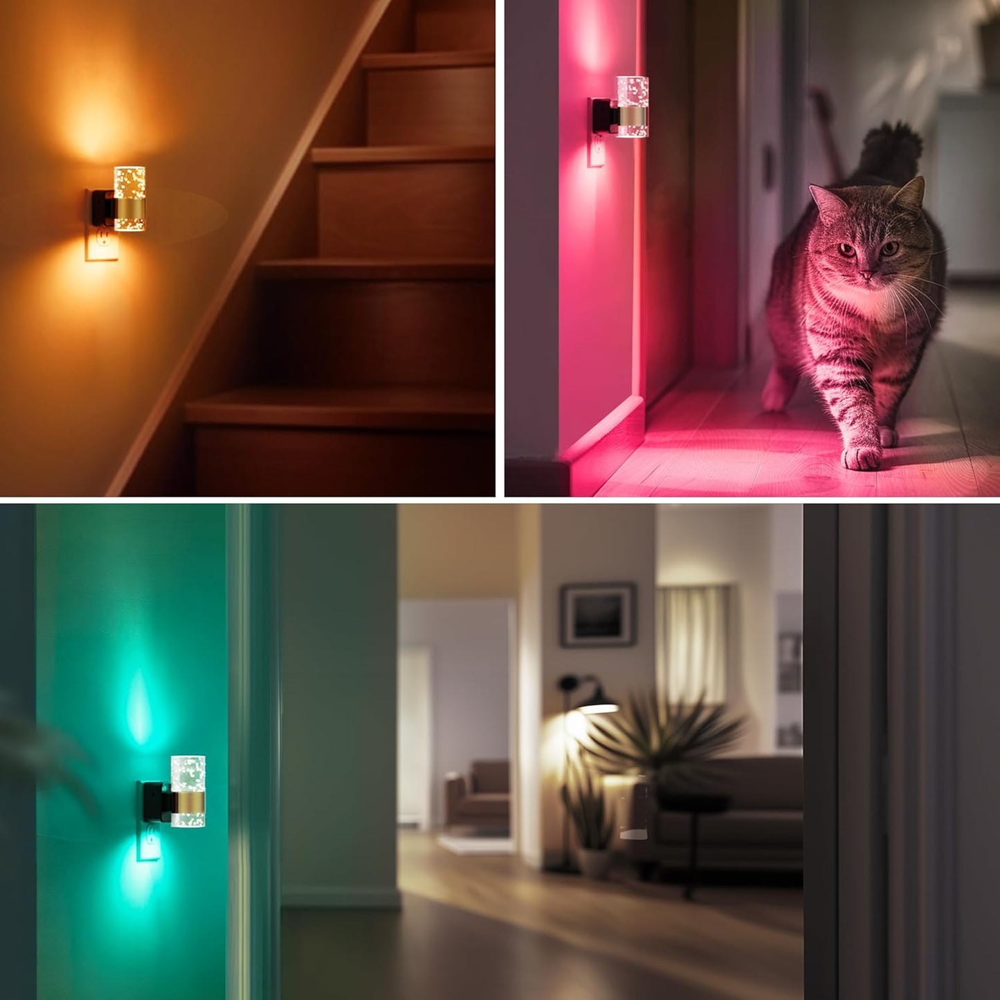 L LOHAS LED Night Light,Dimmable Night Lights Plug into Wall, 2 Pack Acrylic Nightlight with 0-100 LM Adjustable Brightness, 3000K Plug in Night Light with Dusk to Dawn Sensor, for Bathroom Hallway