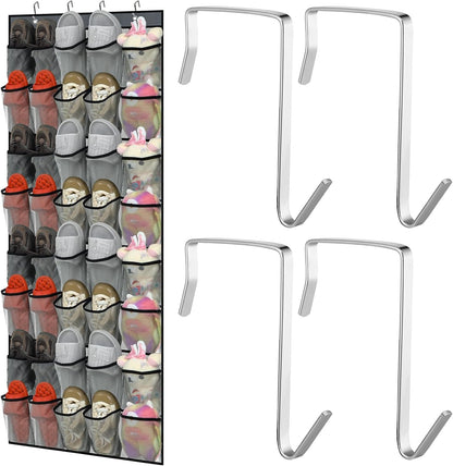 Windyun 40 Over The Door Shoe Organizer, Large Mesh Pocket Hanging Shoe Rack Hanger Large Capacity Gray Behind The Door Storage Holder for Dorm College Closet Entryway Bedroom Utility Room Women Men