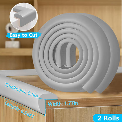 ZOMPAGO Baby Edge Protector Roll (6.56FT) & 8 Corner Guards - White Foam Furniture Corner Protectors - Baby Proof Corners and Edges for Table, Wall, Bed Frame - Baby Proofing Safety Bumpers