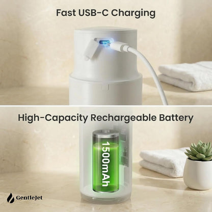 GentleJet CrystalJet Automatic Liquid Soap Dispenser – Touchless Sensor, Stainless Steel, USB-C Rechargeable, Waterproof Kitchen & Bathroom Countertop Soap Dispenser, 300 ml