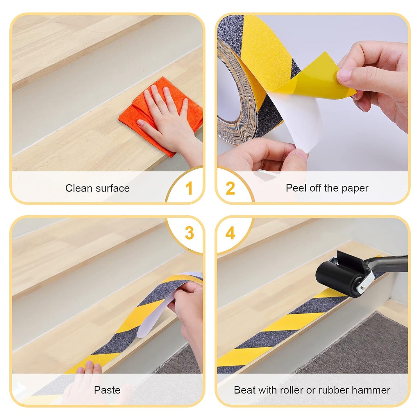 Qingluan Anti Slip Tape, Grip Tape for Stairs Indoor Waterproof, Rubber Grip Tape for Tubs, Stairs, Boats (Grey, 2 Inch x 33 Feet)